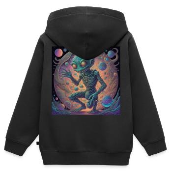 L’extraterrestre fascinant dans le cosmos coloré - Sweat Premium à capuche zippé enfant bio - noir - Dos - AI Model Kid Male (0cm)