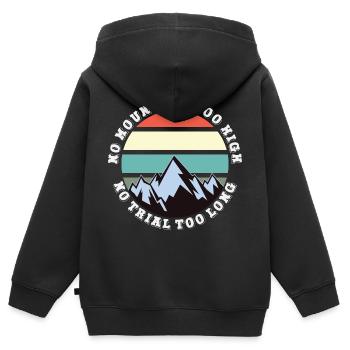 Pas de montagne trop haute, pas trop longue - Sweat Premium à capuche zippé enfant bio - noir - Dos - AI Model Kid Male (0cm)