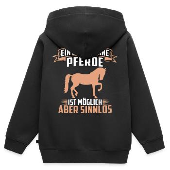 Ein leben ohne pferde ist möglich aber sinnlos - Kinder Premium Organic Zip Hoodie - Schwarz - Hinten - AI Model Kid Male (0cm)