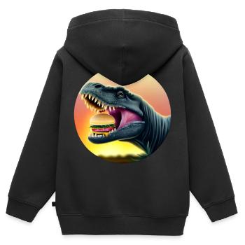 Cheeseburger Dinosauerier - Sweat Premium à capuche zippé enfant bio - noir - Dos - AI Model Kid Male (0cm)