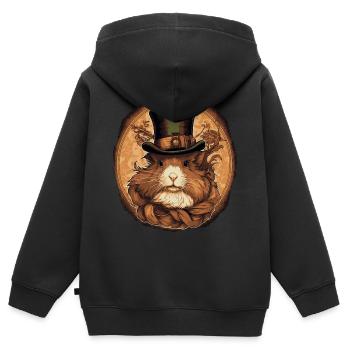 Steampunk Meerschweinchen - Kinder Premium Organic Zip Hoodie - Schwarz - Hinten - AI Model Kid Male (0cm)
