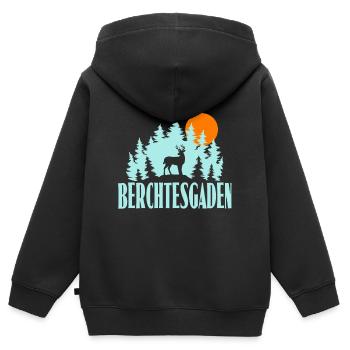 Berchtesgaden - Kinder Premium Organic Zip Hoodie - Schwarz - Hinten - AI Model Kid Male (0cm)