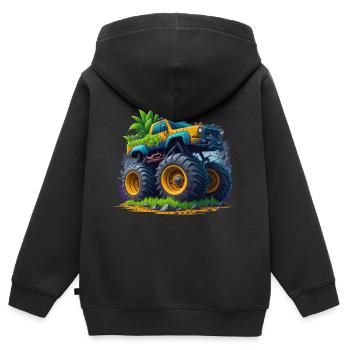 Monstertruck - Kinder Premium Organic Zip Hoodie - Schwarz - Hinten - AI Model Kid Male (0cm)