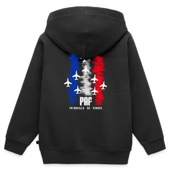 Patrouille von Frankreich PAF dreifarbige Silhouette FRA - Kinder Premium Organic Zip Hoodie - Schwarz - Hinten - AI Model Kid Male (0cm)