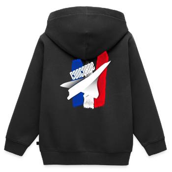 Concorde-Verkehrsflugzeug aus FRA. - Kinder Premium Organic Zip Hoodie - Schwarz - Hinten - AI Model Kid Male (0cm)