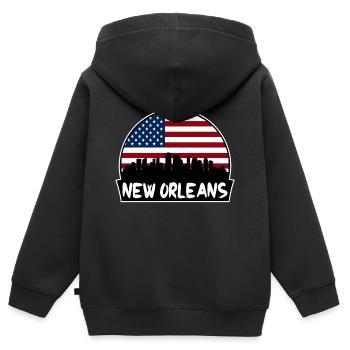 New Orleans Louisiana Usa Flag Skyline Silhouette - Kids Premium Organic Zip-up Hoodie - black - Back - AI Model Kid Male (0cm)