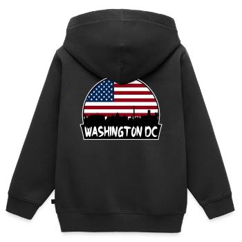Washington Dc Washington Usa Flagge Skyline Silhouet - Kinder Premium Organic Zip Hoodie - Schwarz - Hinten - AI Model Kid Male (0cm)