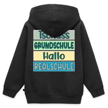 Tschüss Grundschule Hallo Realschule Schulwechsel - Kinder Premium Organic Zip Hoodie - Schwarz - Hinten - AI Model Kid Male (0cm)