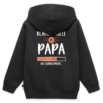 Blague nulle de papa en chargement .. cadeau papa - Sweat Premium à capuche zippé enfant bio - noir - Dos - AI Model Kid Male (0cm)
