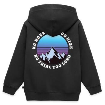 Pas de montagne trop haute, pas trop longue - Sweat Premium à capuche zippé enfant bio - noir - Dos - AI Model Kid Male (0cm)