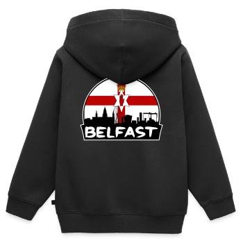 Belfast Irlande du Nord Flag Skyline Silhouette T - Sweat Premium à capuche zippé enfant bio - noir - Dos - AI Model Kid Male (0cm)