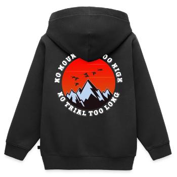 Pas de montagne trop haute, pas trop longue - Sweat Premium à capuche zippé enfant bio - noir - Dos - AI Model Kid Male (0cm)