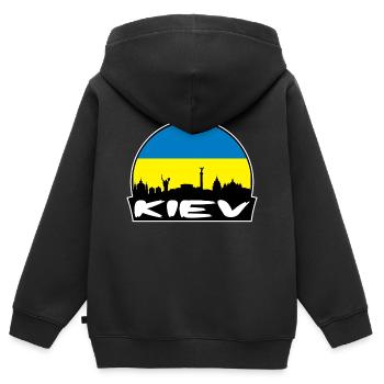 Kiew Ukraine Flagge Skyline Silhouette Reisen - Kinder Premium Organic Zip Hoodie - Schwarz - Hinten - AI Model Kid Male (0cm)