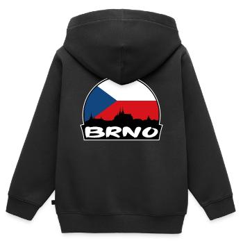 Brünn Tschechien Flagge Skyline Silhouette Reisen - Kinder Premium Organic Zip Hoodie - Schwarz - Hinten - AI Model Kid Male (0cm)