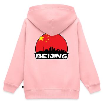 Peking China Flagge Skyline Silhouette Reisen - Kinder Premium Organic Zip Hoodie - Rosa - Hinten - AI Model Kid Female (0cm)