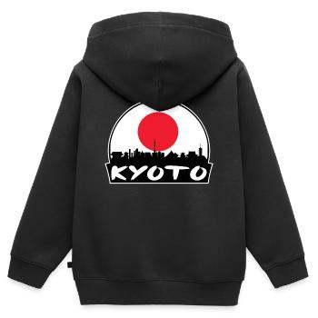 Kyoto Japan Flagge Skyline Silhouette Reisen - Kinder Premium Organic Zip Hoodie - Schwarz - Hinten - AI Model Kid Male (0cm)
