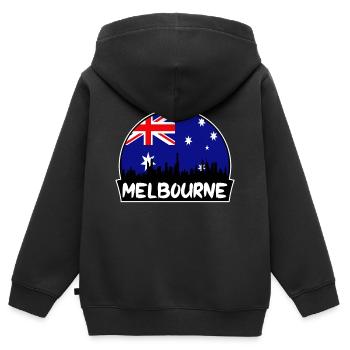 Melbourne Australie Drapeau Skyline Silhouette Voyage - Sweat Premium à capuche zippé enfant bio - noir - Dos - AI Model Kid Male (0cm)