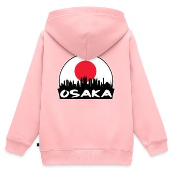 Osaka Japon Flag Skyline Silhouette Voyage - Sweat Premium à capuche zippé enfant bio - rose - Dos - AI Model Kid Female (0cm)