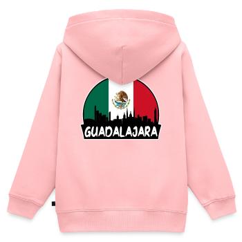 Guadalajara Mexiko Flagge Skyline Silhouette Reisen - Kinder Premium Organic Zip Hoodie - Rosa - Hinten - AI Model Kid Female (0cm)
