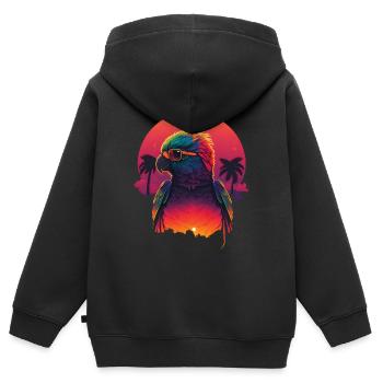 Synthwave Parrot Sunset - Kids Premium Organic Zip-up Hoodie - black - Back - AI Model Kid Male (0cm)