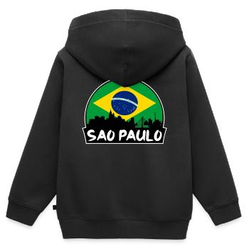 São Paulo Brasilien Flagge Skyline Silhouette Reisen - Kinder Premium Organic Zip Hoodie - Schwarz - Hinten - AI Model Kid Male (0cm)