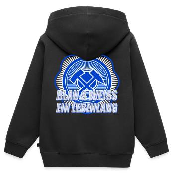 Blau Weiss ein Leben Lang - Kinder Premium Organic Zip Hoodie - Schwarz - Hinten - AI Model Kid Male (0cm)