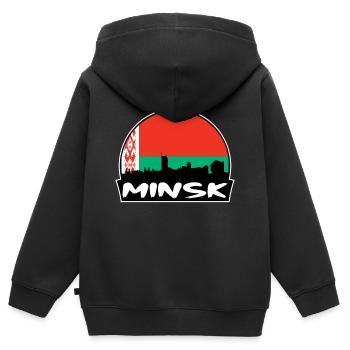 Minsk Weißrussland Flagge Skyline Silhouette Reisen - Kinder Premium Organic Zip Hoodie - Schwarz - Hinten - AI Model Kid Male (0cm)