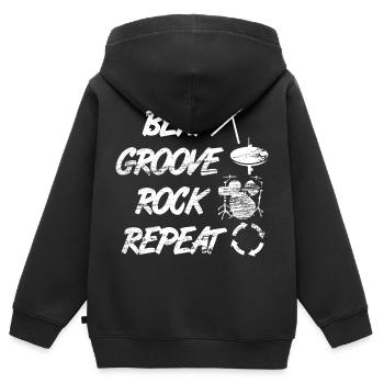 Beat Groove Rock Repeat - Kinder Premium Organic Zip Hoodie - Schwarz - Hinten - AI Model Kid Male (0cm)