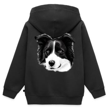 Shorthair Border Collie Herding Dog - Kids Premium Organic Zip-up Hoodie - black - Back - AI Model Kid Male (0cm)