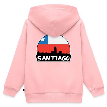 Santiago Chile Flagge Skyline Silhouette Reisen - Kinder Premium Organic Zip Hoodie - Rosa - Hinten - AI Model Kid Female (0cm)