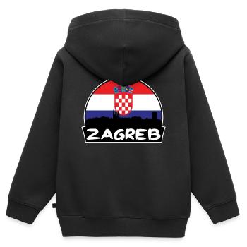 Zagreb Croatia Flag Skyline Silhouette Travel - Kids Premium Organic Zip-up Hoodie - black - Back - AI Model Kid Male (0cm)