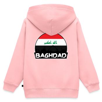Baghdad Iraq Flag Skyline Silhouette Travel - Kids Premium Organic Zip-up Hoodie - rose - Back - AI Model Kid Female (0cm)