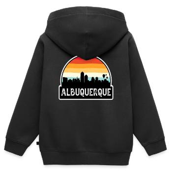Albuquerque Nouveau-Mexique États-Unis Flag Skyline Travel Sou - Sweat Premium à capuche zippé enfant bio - noir - Dos - AI Model Kid Male (0cm)