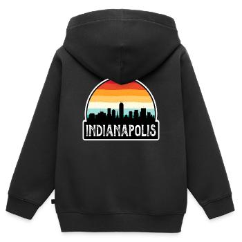 Indianapolis Indiana États-Unis Flag Skyline Travel Souve - Sweat Premium à capuche zippé enfant bio - noir - Dos - AI Model Kid Male (0cm)