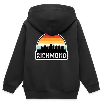 Richmond Virginia USA Flagge Skyline Reisesouvenir - Kinder Premium Organic Zip Hoodie - Schwarz - Hinten - AI Model Kid Male (0cm)
