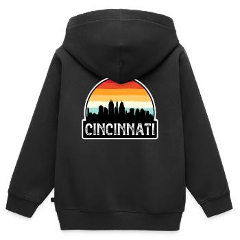 Cincinnati Ohio USA Flagge Skyline Reisesouvenir - Kinder Premium Organic Zip Hoodie - Schwarz - Hinten - AI Model Kid Male (0cm)