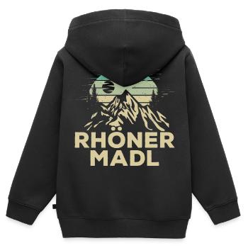 Rhöner Madl - Region Rhön Gebirge - Kinder Premium Organic Zip Hoodie - Schwarz - Hinten - AI Model Kid Male (0cm)