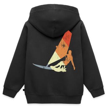 Vintage Windsurfer - Kinder Premium Organic Zip Hoodie - Schwarz - Hinten - AI Model Kid Male (0cm)