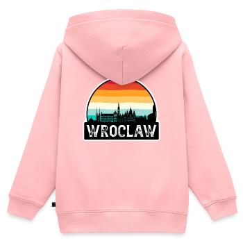 Wroclaw Pologne Flag Skyline Souvenir de voyage - Sweat Premium à capuche zippé enfant bio - rose - Dos - AI Model Kid Female (0cm)