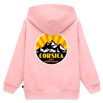 Corsica - Kinder Premium Organic Zip Hoodie - Rosa - Hinten - AI Model Kid Female (0cm)