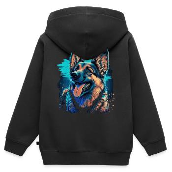 German Shepherd - Kids Premium Organic Zip-up Hoodie - black - Back - AI Model Kid Male (0cm)