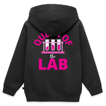 Königin des Labors, Queen of the lab - Sweat Premium à capuche zippé enfant bio - noir - Dos - AI Model Kid Male (0cm)