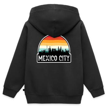 Mexiko-Stadt Mexiko-Flagge Skyline Reise-Souvenir - Kinder Premium Organic Zip Hoodie - Schwarz - Hinten - AI Model Kid Male (0cm)
