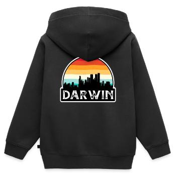 Darwin Australie Flag Skyline Souvenir de voyage - Sweat Premium à capuche zippé enfant bio - noir - Dos - AI Model Kid Male (0cm)