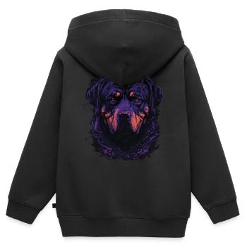 Rottweiler Hund - Kinder Premium Organic Zip Hoodie - Schwarz - Hinten - AI Model Kid Male (0cm)