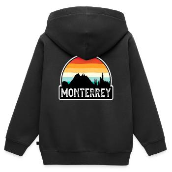 Monterrey Mexiko Flagge Skyline Reisesouvenir - Kinder Premium Organic Zip Hoodie - Schwarz - Hinten - AI Model Kid Male (0cm)