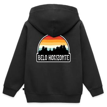 Belo Horizonte Brésil Flag Skyline Souvenir de voyage - Sweat Premium à capuche zippé enfant bio - noir - Dos - AI Model Kid Male (0cm)