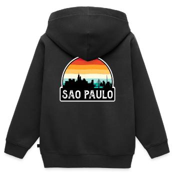 São Paulo Brasilien Flagge Skyline Reisesouvenir - Kinder Premium Organic Zip Hoodie - Schwarz - Hinten - AI Model Kid Male (0cm)
