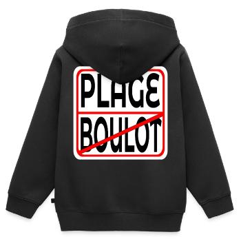 Début des vacances BOULOT PLAGE - Sweat Premium à capuche zippé enfant bio - noir - Dos - AI Model Kid Male (0cm)