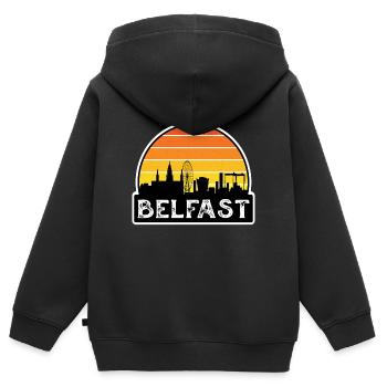 Belfast Irlande du Nord Flag Skyline Travel Souve - Sweat Premium à capuche zippé enfant bio - noir - Dos - AI Model Kid Male (0cm)